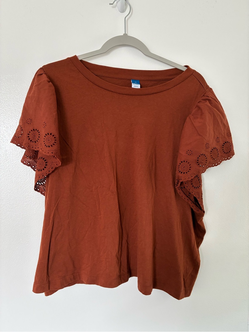 Old Navy Rust Eyelet Flutter-Sleeve Tee